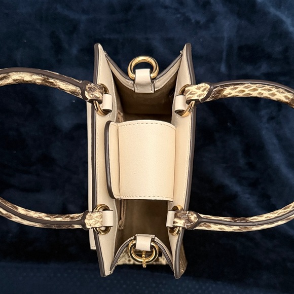 Coach Brown and Cream Mini Bag with Snakeskin Print on sides - Picture 4 of 8